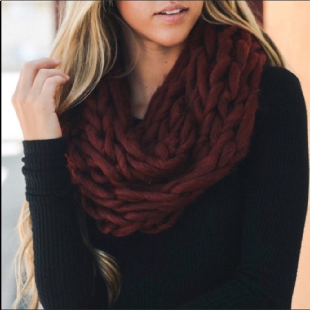 Burgundy Chunky Infinity Scarf